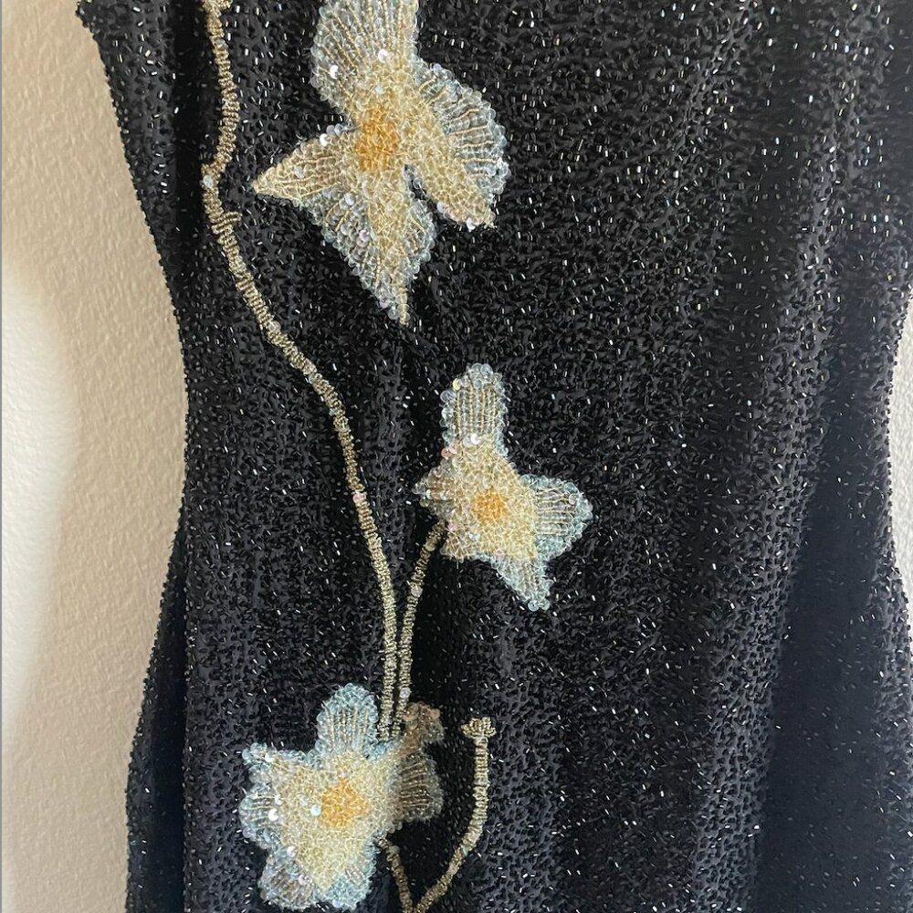 Staud Le Sable Beaded Mini Dress Botanical Shadows Size Medium - Picture 5 of 10